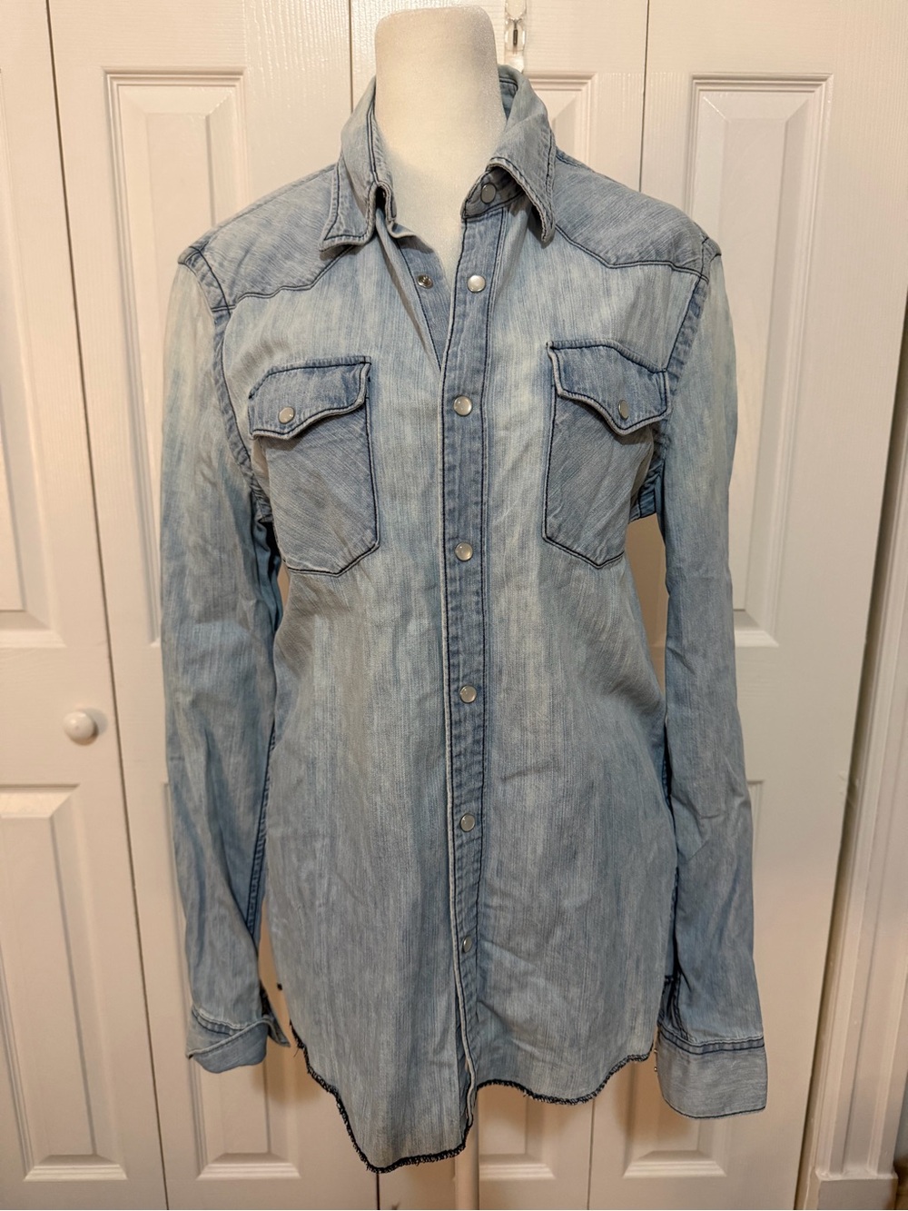 Acne Studios Western Denim Button Up Shirt Acid Wash EU 46